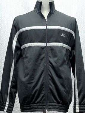Russell Athletic Track Jacket Mens M Gray Full Zip Colorblock Activewear